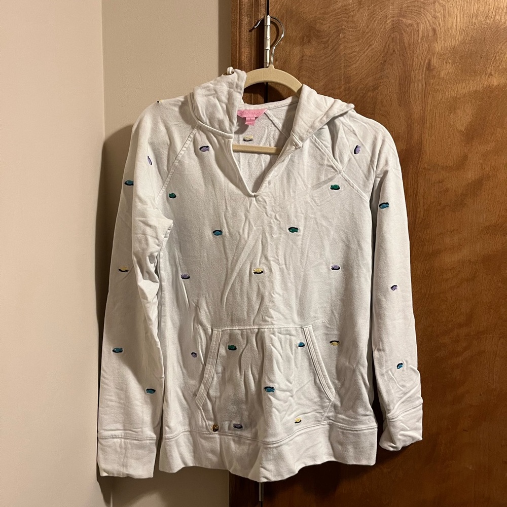 Lilly Pulitzer White Sweatshirt with Rainbow Fish Print